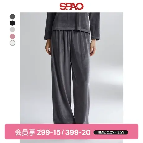 SPAO韩国同款春季款女士宽松休闲纯色运动裤家居服SPMTD4TU80商品大图