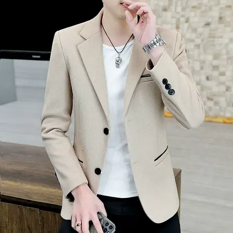 韩版高端轻奢西服男士春秋季潮流休闲百搭衣服成熟帅气小西装外套商品大图