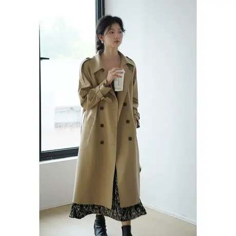 嘉茱莉2023秋季新款小个子风衣外套女中长款宽松上衣法式赫本风商品大图