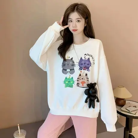 韩版卡通印花卫衣女2023新款秋冬爆款时尚洋气减龄宽松设计感上衣商品大图