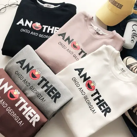 2020春秋款韩国东大门ins宽松慵懒风磨毛加厚半袖T恤内搭显瘦大码商品大图