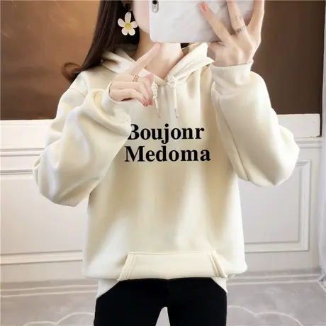 卫衣女2023年新款秋冬加绒加厚连帽外套bf慵懒风韩版潮宽松上衣服商品大图