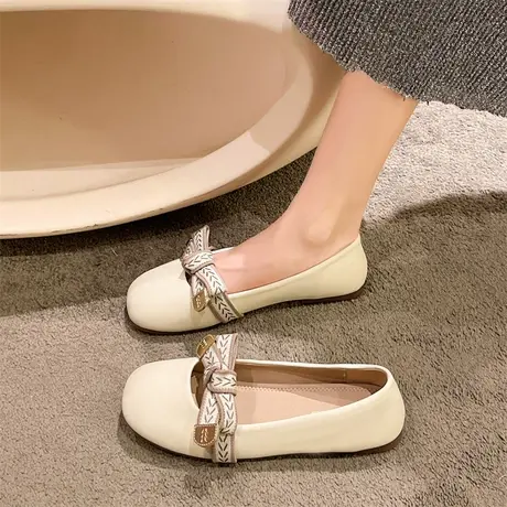 平底单鞋女圆头一脚蹬2023新款夏女士温柔晚晚风瓢鞋子轻便豆豆鞋商品大图