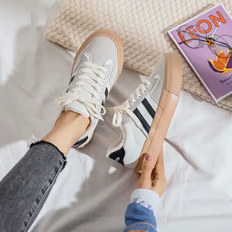 加绒小白鞋女2021年冬季新款ulzzang百搭学生潮鞋ins休闲平底板鞋商品大图