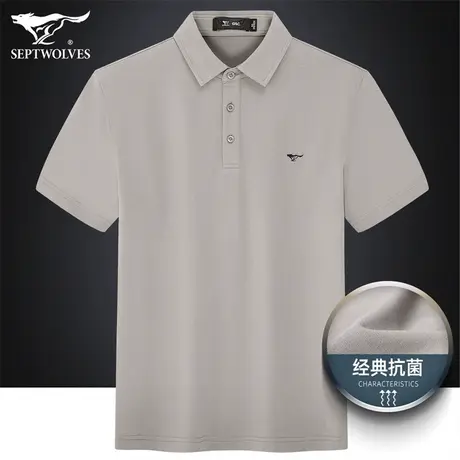 七匹狼狼族生活纯棉抗菌防螨t恤男夏季短袖狼标透气翻领polo衫男商品大图