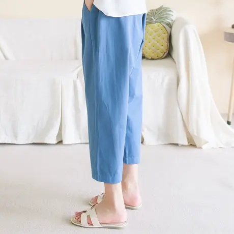 胖妹妹夏季2023新品棉质显瘦休闲裤 加大码阔腿宽松百搭九分裤商品大图