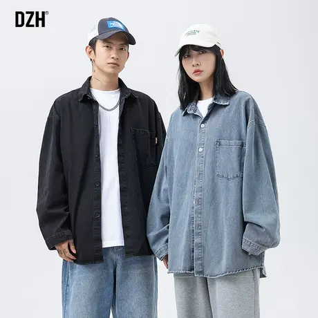 男士慵懒风牛仔衬衫外套潮牌男长袖衬衣外搭宽松新款通勤上衣情侣商品大图