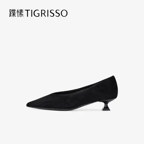 蹀愫法式单鞋尖头小猫跟高跟鞋奶奶鞋TA54539-11商品大图
