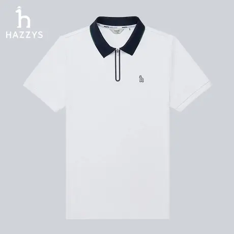 【3A抗菌】Hazzys哈吉斯夏季新款T恤男休闲舒适简约纯色polo衫潮商品大图