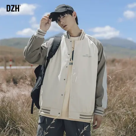 青少年休闲外套男秋冬款拼接加绒棒球服男款冬装男装2023新款夹克商品大图