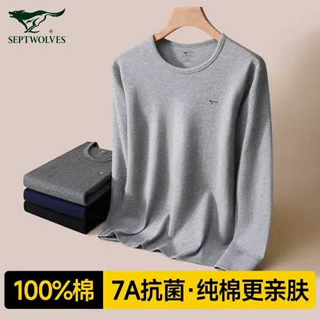 七匹狼秋衣秋裤男士纯棉冬季青少年打底上衣棉毛衫全棉保暖内衣男商品大图