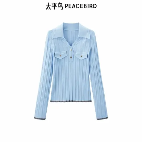 【商场同款】太平鸟女装年冬季新款翻领打底线套衫A1EEE3496商品大图