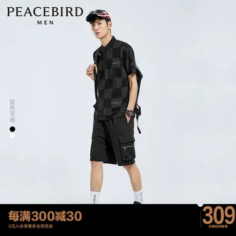 太平鸟男装 夏季棋盘格polo时尚情侣短袖上衣保罗衫潮ins潮商品大图