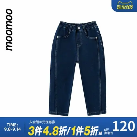 moomoo童装男童加绒牛仔裤秋冬新款潮酷亲肤复古时尚保暖牛仔裤男商品大图