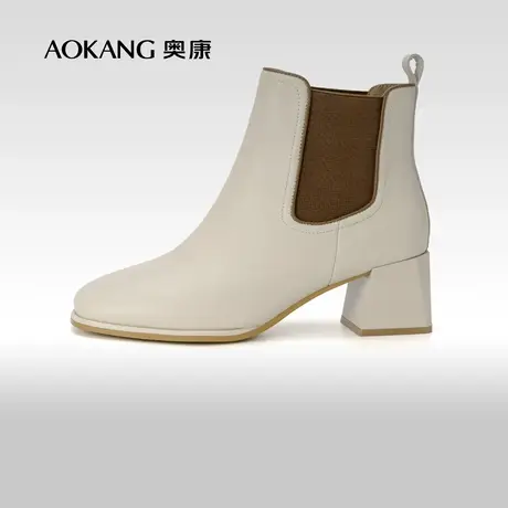 奥康女鞋 秋冬季休闲时尚女士靴子时装靴套筒粗跟舒适百搭图片