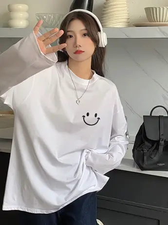 白色内搭打底衫女2023新款欧洲站欧货春秋冬季加绒长袖t恤上衣潮商品大图