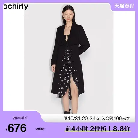 【首降】欧时力新款秋冬配腰带纯羊毛呢子大衣1WH1345250商品大图