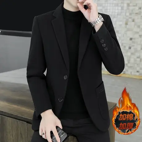 秋冬新款毛呢西装男加棉加厚西装多码多色西服男外套商品大图