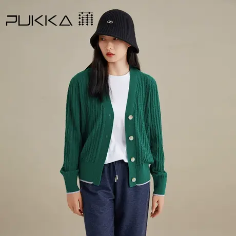 蒲PUKKA 早秋针织开衫女秋季宽松休闲长袖复古气质外套图片