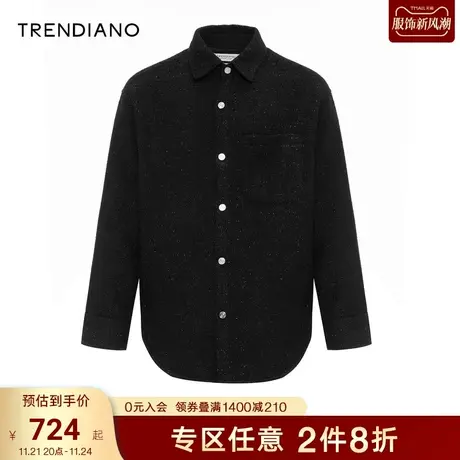 TRENDIANO官方男装冬季新款羊毛衬衫夹克外套男商品大图