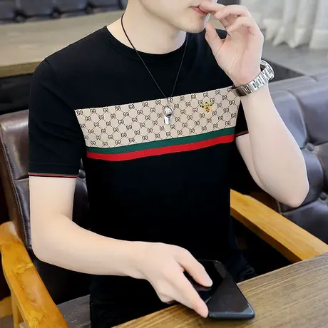 高端冰丝男装短袖夏季专暑凉感新内搭衣服男夏天半袖潮牌薄款t恤图片