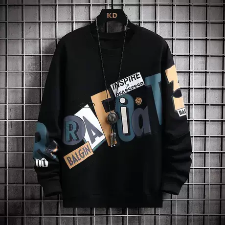 青少年潮牌卫衣男春秋季初中高中学生圆领长袖T恤大童男孩上衣服商品大图