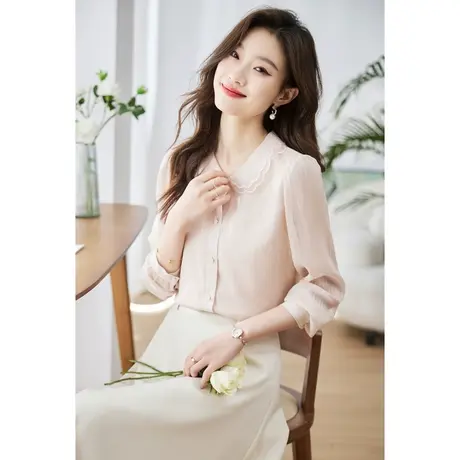 时尚气质简约淑女衬衫2023新款甜美温柔减龄宽松显瘦上衣商品大图