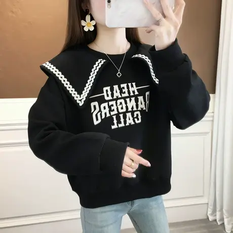 女士翻领卫衣女早春款2023年新款小个子爆款时尚洋气减龄百搭内衣图片