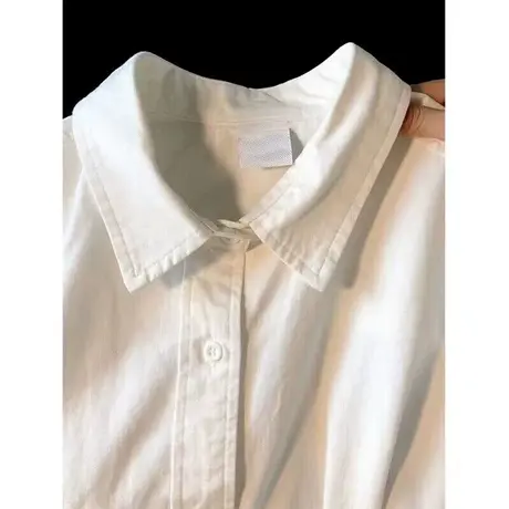 纯棉长袖衬衫女春秋季韩版宽松显瘦百搭纯色简约外穿衬衣上衣潮图片