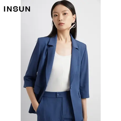 INSUN恩裳线上专选春季一粒扣七分袖西装外套商品大图