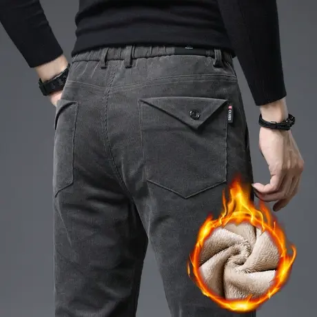 秋冬季羊羔绒工作男裤子加绒加厚休闲裤男士2024新款棉裤保暖外穿商品大图