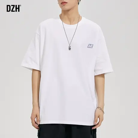 男士白色短袖印花t恤男夏季薄款宽松上衣纯棉体恤衫衣服半袖内搭商品大图