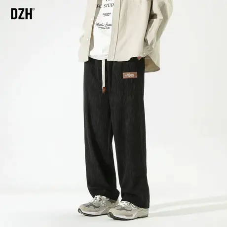 男士灯芯绒休闲裤男直筒裤黑色垂感裤子男裤春秋季新款运动裤长裤商品大图