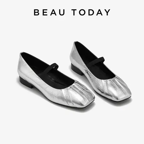BeauToday玛丽珍鞋女2023新款秋冬方头浅口单鞋真皮法式芭蕾舞鞋商品大图