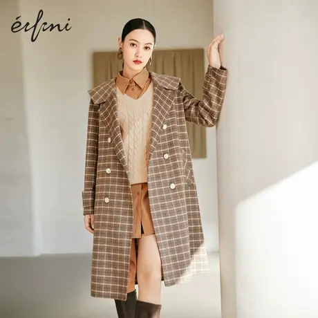 【商场同款】伊芙丽设计感毛呢外套女2021冬季新款大衣1CC170471图片