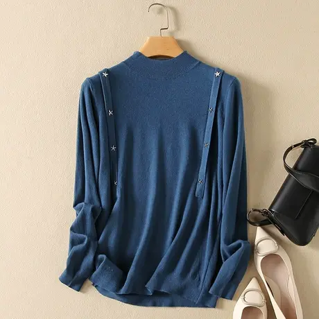 半高领毛衣女春装内搭新款韩版宽松套头加厚百搭长袖针织打底衫女图片