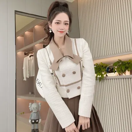 冬季2022新款气质名媛小香风短款上衣女高级小洋装减龄外套短外套商品大图