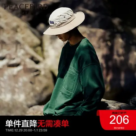 太平鸟男装 2023年秋季新款圆领卫衣男士工装户外休闲套头上衣图片