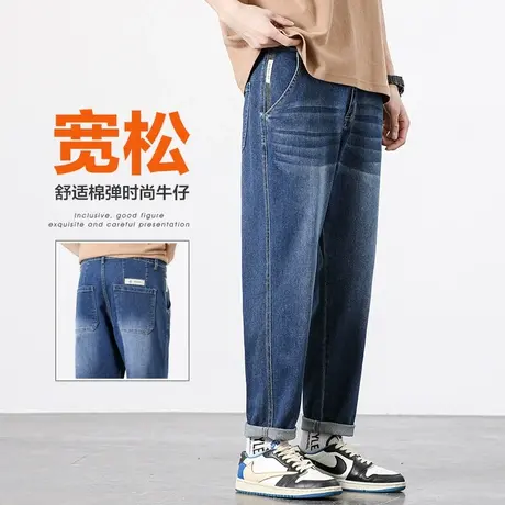 春秋款潮牌复古男裤子春季男生新塘水洗高级感休闲牛仔裤日系港风商品大图