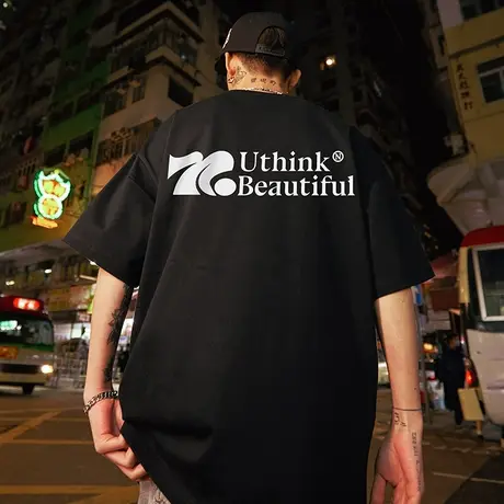 Nuthink国潮宽松潮流半截袖字母短袖T恤 男潮牌春季大码半袖男款商品大图