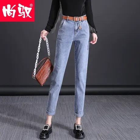 尚驭黑色牛仔裤女网红韩版高腰宽松哈伦垮裤2022秋季新款老爹长裤商品大图
