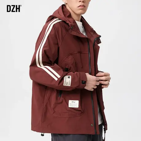 男士红色外套男春秋连帽潮牌休闲夹克宽松男款2024新款登山服衣服商品大图