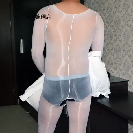 性感丝袜连体衣男士套油光袜丝滑全身衣8D超薄透明情侣加大码商品大图