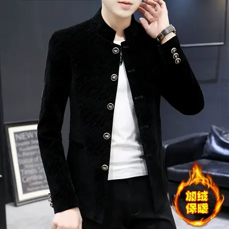 西装外套男士休闲中山装夹克秋冬季潮流帅气中华式立领成熟小西服商品大图