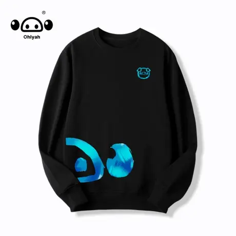 简约潮牌秋季嘻哈涂鸦蓝色小猪卫衣女长袖外套团建聚会订制团队服商品大图