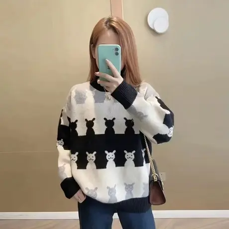 毛衣女圆领针织打底衫时尚洋气2023年新款爆款加厚秋冬季内搭上衣图片