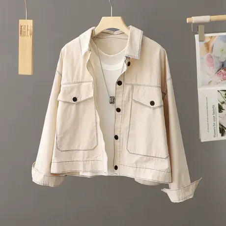 休闲工装夹克外套女士春秋2023新款爆款小个子短款上衣开衫早秋季图片