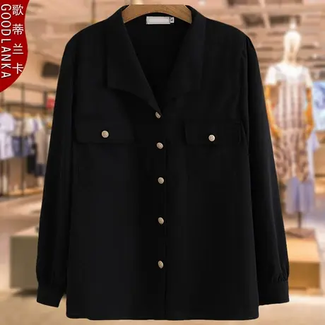 中年四五十岁妈妈减龄时尚衬衫洋气加肥加大码女装长袖上衣200斤商品大图