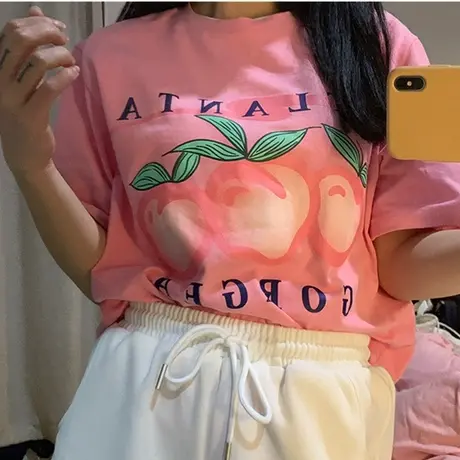 原宿风短袖t恤女夏季宽松韩版学生百搭半袖设计感小众上衣服ins潮商品大图