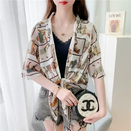 配吊带裙的小披肩外搭短款外套女夏外穿雪纺坎肩防晒短袖薄款开衫图片